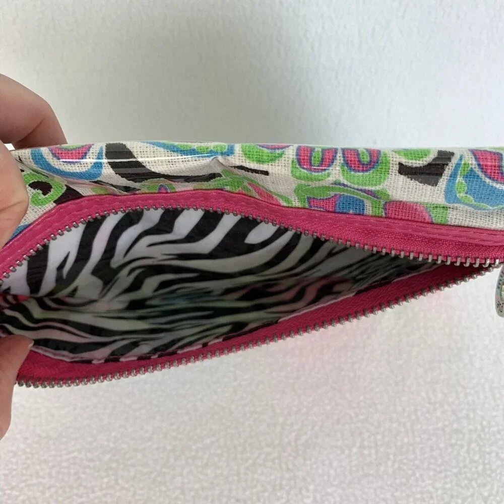 Mud Pie Waterproof Zip Case Pouch Makeup Bag Pink Green Blue Paisley 7” x 8”